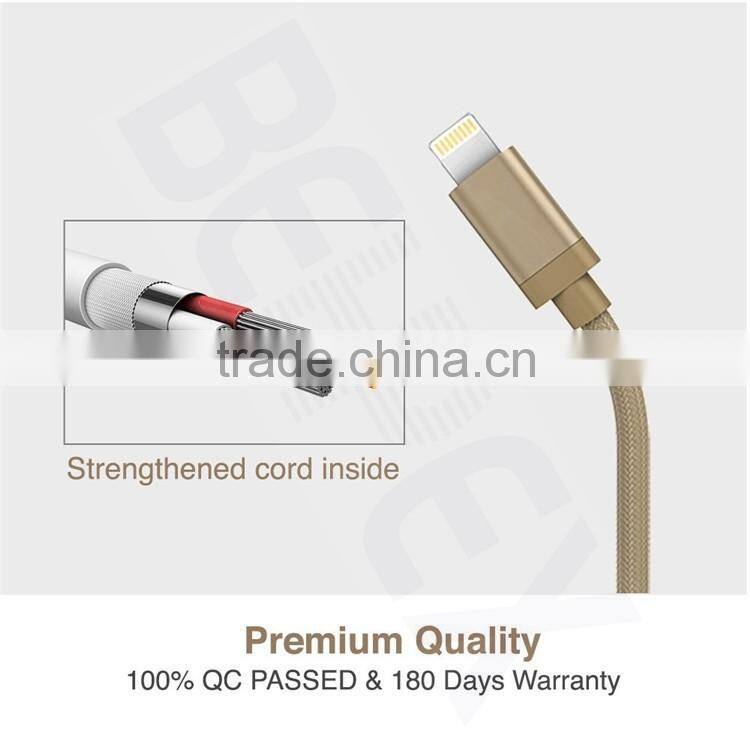 Nylong & TPE Mfi Original 8 Pin Circular Connector Wholesale USB Cable for IOS