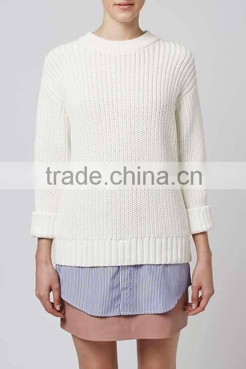 2016 New Latest Design Shirt Hem Rib Knit HSS3008