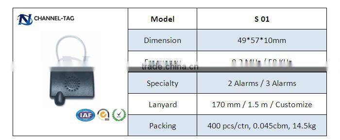 High Quality 3 alarms for EAS anti-theft security self alarm tag