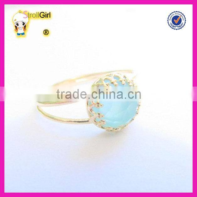 Fashion 925 sterling silver natural stone ring, hot sale chalcedony gemstone rings for women