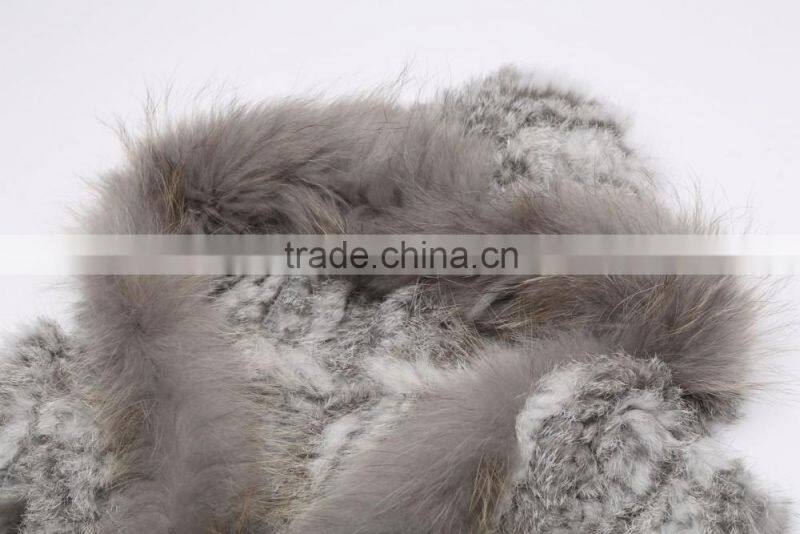 QD663 New Fashion Handknitted Rabbit & Raccoon Vest With Cap 2016