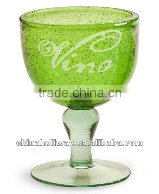 Lola Wine Glass, Bubble Glass, Green Glass