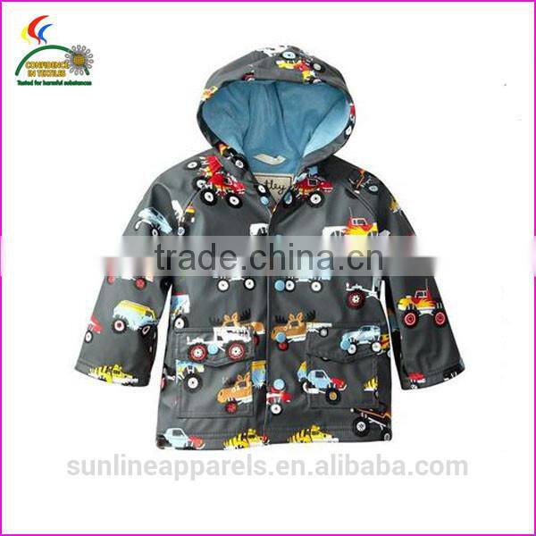 cute pu rainwears childs with hood