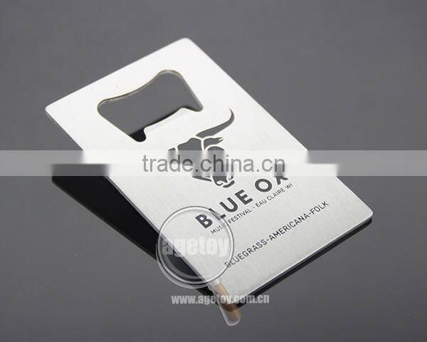 Rectangle Credit Card Shaped Stainless Steel Promotion Metal Business Card Shaped Print Bull Custom Bottle Opener