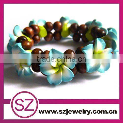 F4 hand- making polymer clay girls hand flowers bracelet 2014
