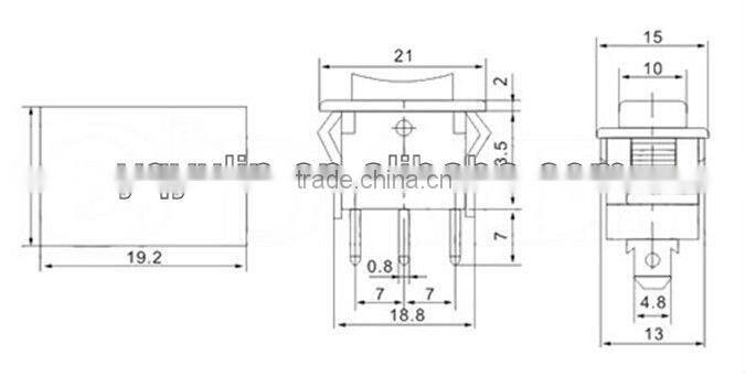 YL3-7 single pole waterproof square on-off-on panel mounting rocker switch