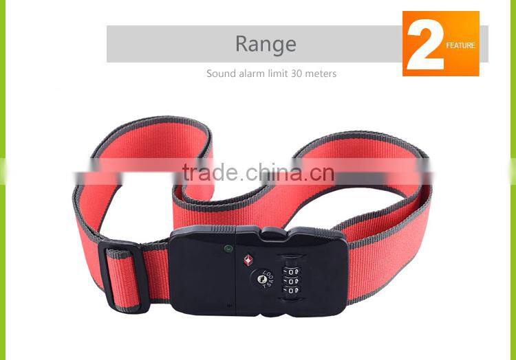 High quality combination locking luggage belt of anti-theft alarm with adjustable distance