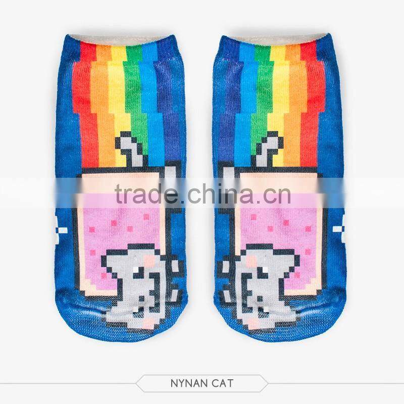 outdoor ankle white monkey high quality 3d digital full print colorful ankle socks sports unisex custom hot sale stretch spandex