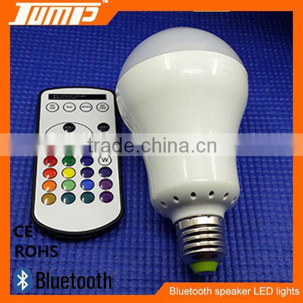 High quality bluetooth E27 remote contrl colorful bulb LED light music speaker