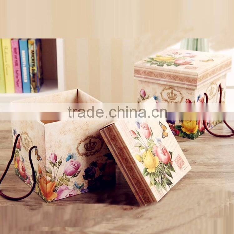 DW-G3310 Creative Retro Print Folding Box and Gift Box With Handle