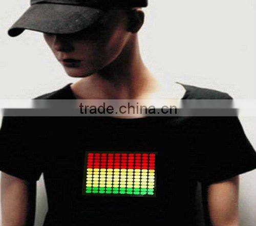2013 hot selling new design el sound sensitive t-shirt panel