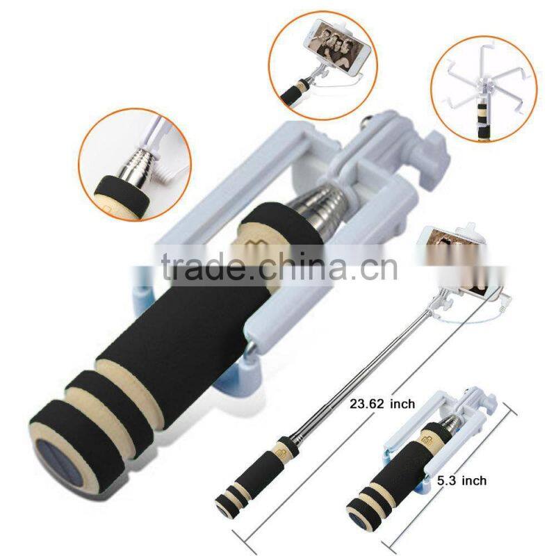 SMALL Wired Handheld Battery Free Extended Monopod Selfie Portrait Taker for iPhones, Samsungs, and smartphones