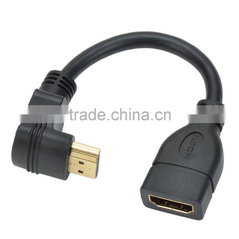 CHEERLINK HDMI Male to Female Extension Cable with 90 Degree Angle - Black (15cm)