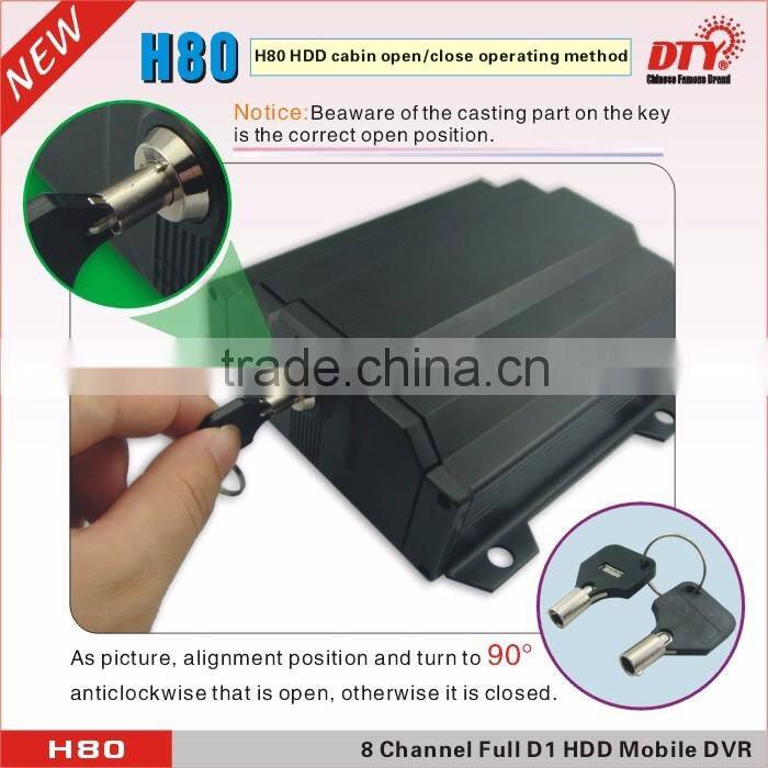 8CH H.264 HDD & SD Card Full D1 MDVR Mobile Video Surveillance Recorder System: H80