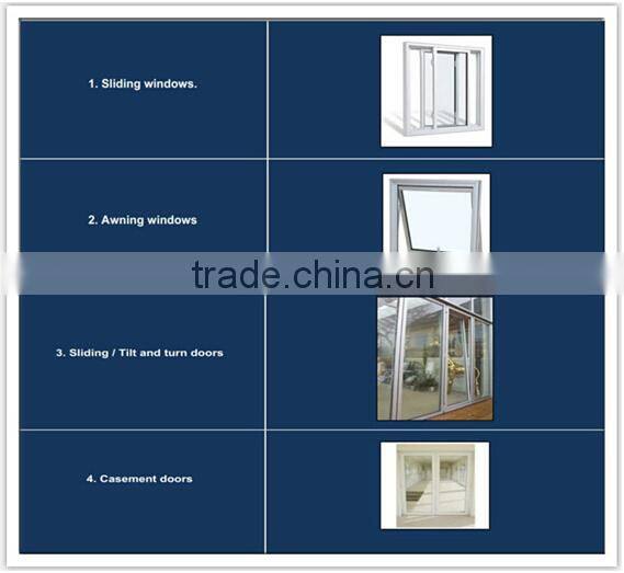 60mm series pvc sliding windows with grill design