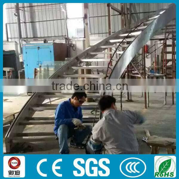 Double beam stainless steel curved stair