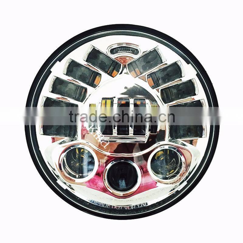 8790 7inch Led Headlight Chrome Black 12V Led Headlamp Hi/lo amber turning signal and white parking lights for Harley motorcycle