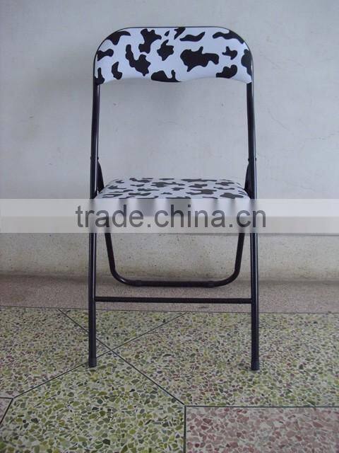 Home furniture metal folding chair with PVC cushion seat and back