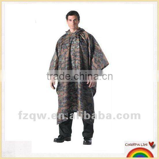 military camo rain poncho