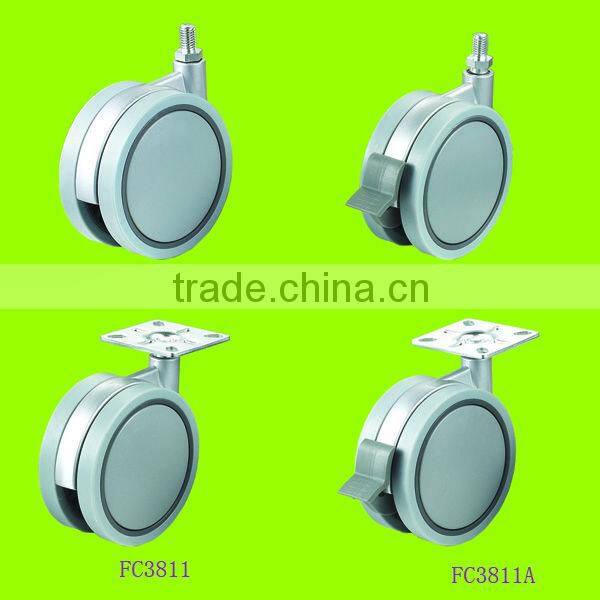 With 8 automatic production lines PA+PP+ZINC ALLOY grey furniture caster with swivel top plate(FC3811)