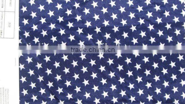white five-pointed star on dark blue polyester satin Spandex print swimwear