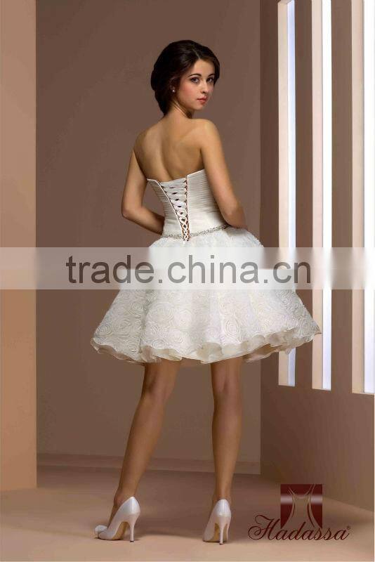 French designe Mini / Short Wedding Dress / Gown Crystal Beading