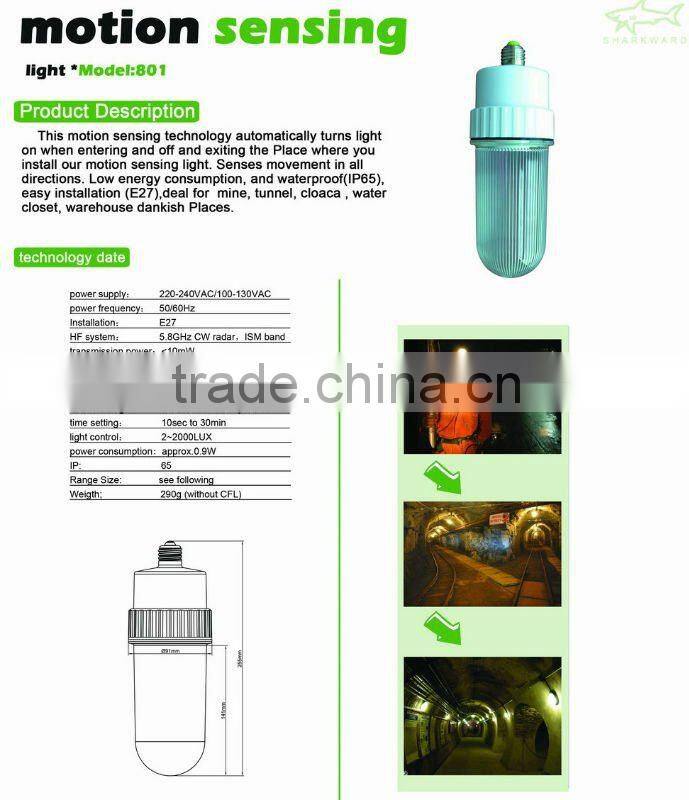 SK801 IP65 waterproof micrwave motion sensor mine lamp /light/mining lamp