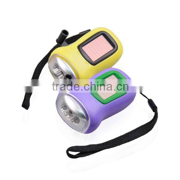 Emergency rechargeable 3 led solar flashlight dynamo led flashlight
