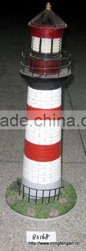 Polyresin lighthouse solar light for garden decoration craft