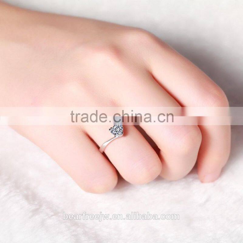 Engagement White Gold Plated CZ Promise love Wedding Rings 925 sterling silver