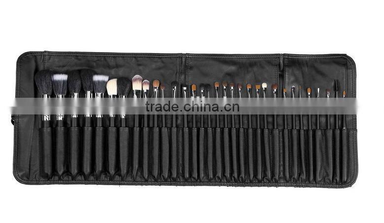 custom professional 32 piece copper quality makeup brush set (black/silver)