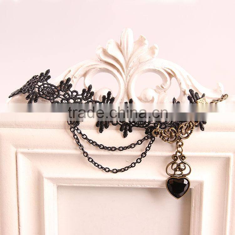 europe heart black lace imitation diamond jewelry