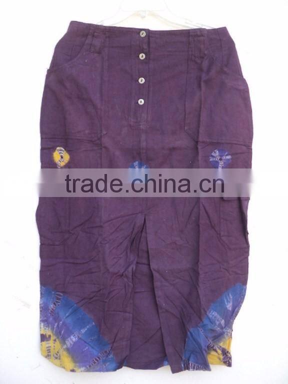 Plain Dyed Technics and Cotton / Cotton Fabric Type denim tie dye pattern skirts