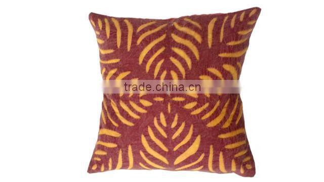 RTHCC- 86 Brown Yellow Hand Crafted Designer Applique Cut Work Cotton Kantha Stitch cushion covers Christmas Home Decor