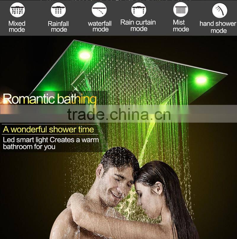 luxury shower system embeded ceiling multifunctional shower mixer bath set with rainfall,waterfall,mist spray,curtain