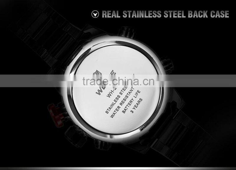 WEIDE 2309B New Arrival 2015 Full Stainless Steel Big Dial, led brand men wrist watch