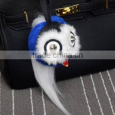 High quality real fur Keychain bag charm fasion owl fur keychain