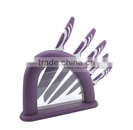 5pcs Non-Stick Royal Knife Set with TPR Knife Block Set