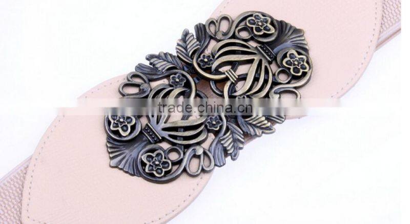 korea style fashion new ladies and women retro palace buckle elastic cloth wide waist belt