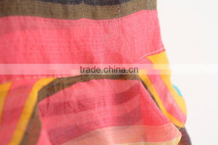 High quality baby girls floral cotton and linen baby girls spaghetti Strap dress