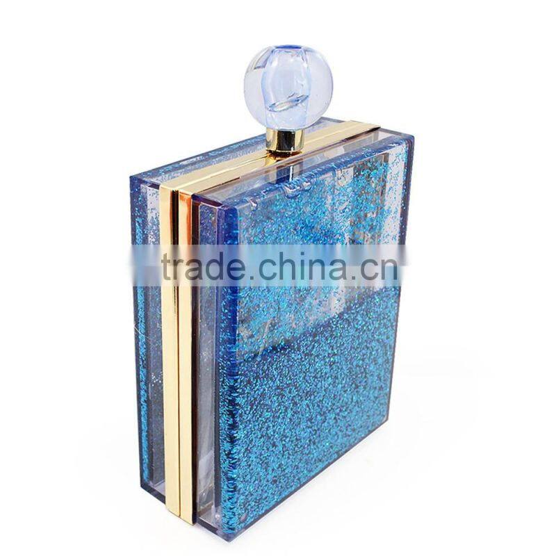 Standing style acrylic lady bag, fashion lady clutch bag