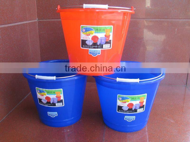 plastic bucket wide mouth PE with metal handle good quality