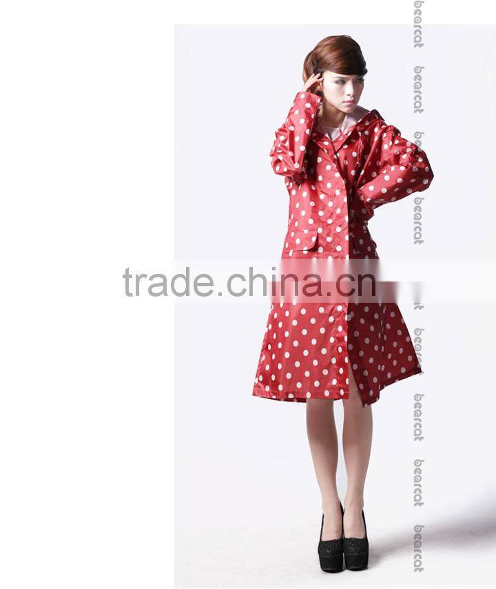 BEARCAT personality slim raincoat,dot women Poncho