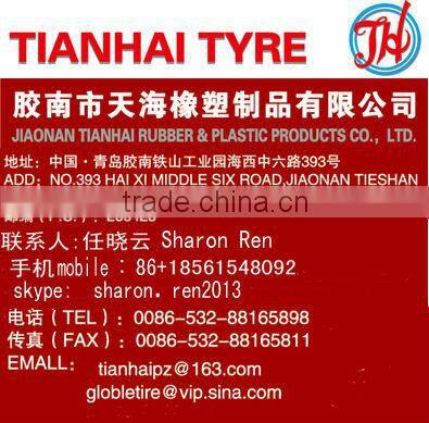8x2.5 inch solid rubber wheel with rib tread and red iron rim for mowers or material handling equipment