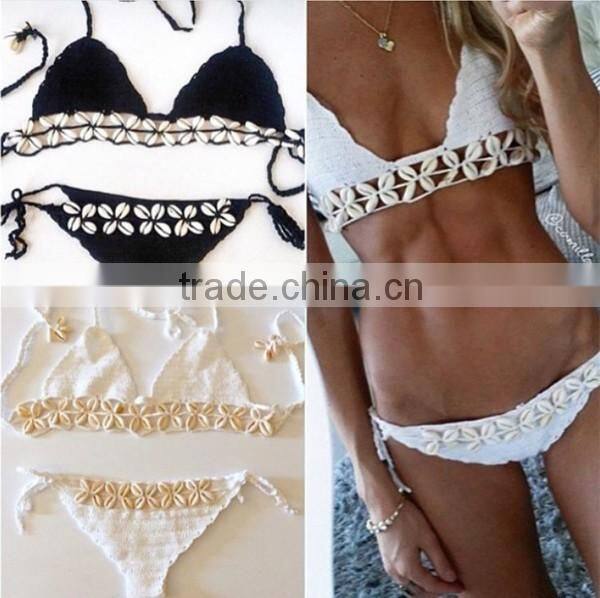 2016 new trendy crochet swimsuit shell brazilian micro bikini