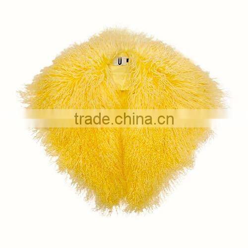 Curly Big Real Mongolian Lamb Fur Collar for Women's Winter Clothes