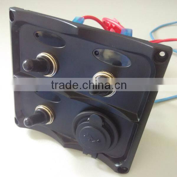 Marine Electric Black 2-Row 3 Gang Compact LED Toggle Switch Panel Dual USB Socket