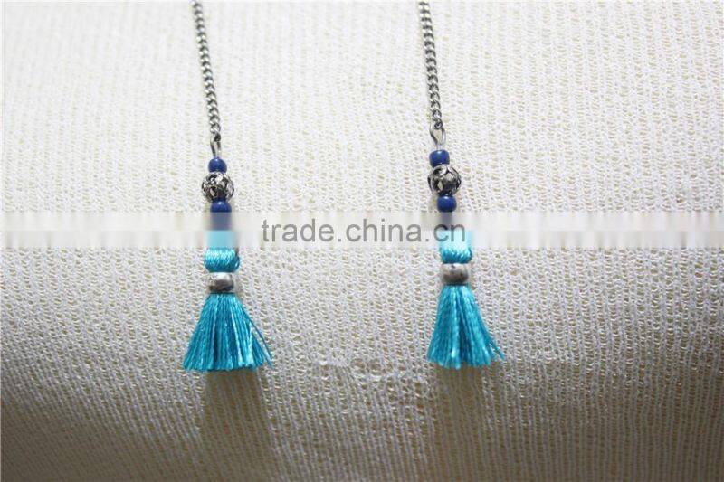 Boho Lariat Necklace Turquoise Necklace w/ Tiny Tassle Necklace 2016 Fashion Style Wholesale