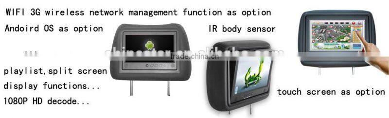 9 inch LCD taxi headrest touchscreen advertising interactive player
