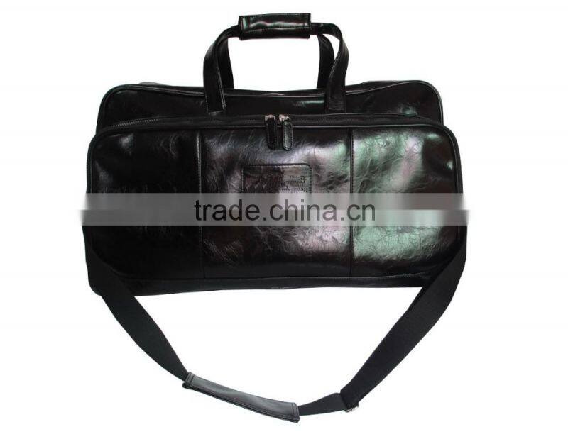 2016 New fashion design Popular crinkle black PU travel Bag for Lady/Men